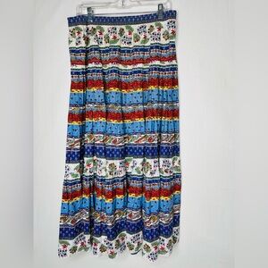 Gotcha Covered Vintage Womens Tiered Skirt XL Cotton Folklore Peasant Country